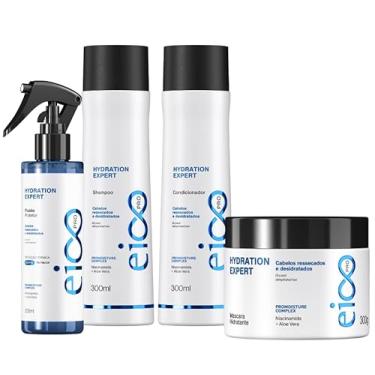 Imagem de Kit Eico Hydration Expert Shampoo Condicionador e Máscara 300g e Leave-in Protetor Térmico 4 Itens