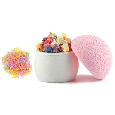 Imagem de 100 peças de mini grampos de cabelo, 10 formas de flores pequenas com 200 faixas de borracha multicoloridas, grampos de garra fofos, presilhas de cabelo para meninas, acessórios de cabelo para