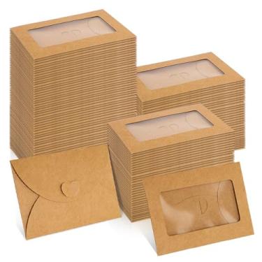 Imagem de Envelopes de cartão de presente com janela de 10 x 7 cm, envelopes de convite de tamanho de crédito, envelopes pequenos para festas de negócios e lembrancinhas de casamento (marrom)