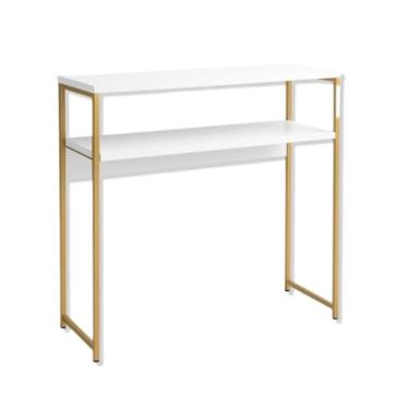 Imagem de Mesa lateral pequena para salões de beleza e cabeleireiros - mesa de manicure, estilo industrial, feita de metal e MDF (fibra de média densidade)(Preto)