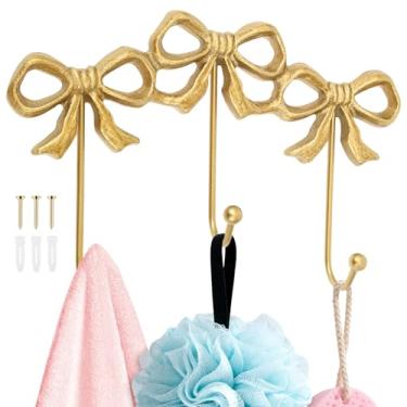 Imagem de HJJWNDDNG Gancho de parede pequeno de metal dourado funcional gancho decorativo para toalha com parafuso para armário de banheiro e quarto (dourado, 1 peça)