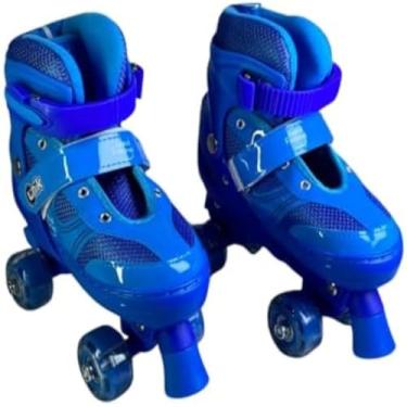 Imagem de Patins para crianca, com quatro rodas, luzes LED acesas, tamanho medio, e bonitos