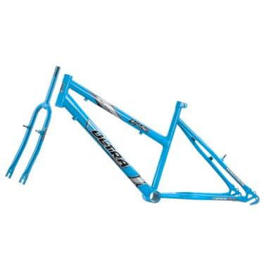 Imagem de Quadro Com Garfo em Aço Carbono Bicicleta Ultra Bike Aro 24 Azul Bebê