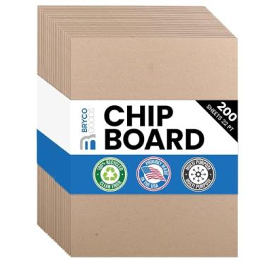 Imagem de Folhas de aglomerado 21,6 cm x 28 cm - 200 folhas de placa Kraft de 22 pontos para artesanato, projetos DIY e embalagens - Alternativa durável para folhas de papelão e placa MDF