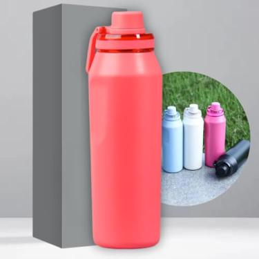 Imagem de Garrafa Térmica de Aço Inox 500ml - Tampa com Alça - Sistema de Parede Dupla Isolada à Vácuo - Ideal para Academia/Trabalho/Faculdade (Pink)
