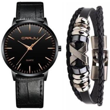 Imagem de Relógio Masculino CRRJU Casual Ultra Fino + Pulseira Metal-Unissex