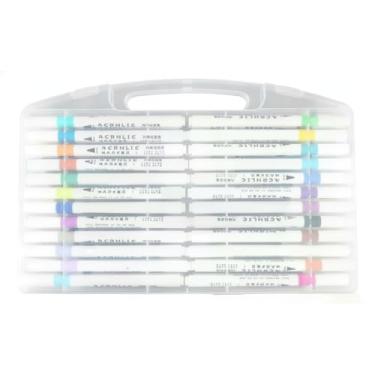 Imagem de Conjunto de Marcadores de Tinta Acrílica, Canetas de Pintura para Pedras, Vidro, Metal, Cerâmica, À Prova d'Água, 14cm, Redondo, Plástico