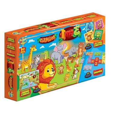 Imagem de Quebra Cabeça Infantil 100 peças + Jogo da Memoria + Domino Jogos Educ