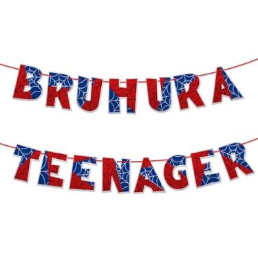 Imagem de Banner Bruh Ur A Teenager, 3m Pré-Montado com Glitter Decoração para Festa Aniversário de 13 anos Artigos para Festa com Tema de Teia Aranha Lembrancinhas Aniversário Meninos e Meninas