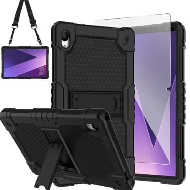 Imagem de Doemoil Capa para tablet Pritom Tab 10 Lite/TECLAST P26T/TECLAST P25T/Wetap M10 10,1 polegadas, à prova de choque, capa firme, alça de ombro com suporte embutido com protetor de tela (preto/preto/1