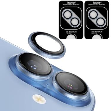 Imagem de KISMER Protetor de lente de câmera para iPhone 17, liga metálica de alumínio, proteção de tela de vidro temperado, pacote com 2, azul