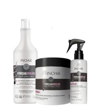 Imagem de Kit Inoar Força e Brilho Shampoo 1 litro + Máscara 500g + Leave-in 200ml