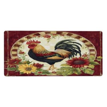 Imagem de Tapete de mouse grande com galo de flores vermelhas à prova d'água para computador estendido tapete protetor de mesa antiderrapante base de borracha para escritório, computador, teclado, laptop e mesa