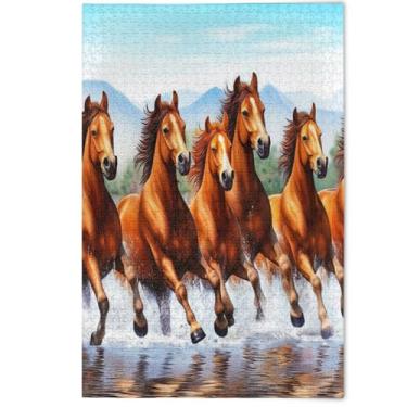 Imagem de Cool Horse Animal Brown Jigsaw Puzzles 500 Piece for Adults, Lovers White Elephants Gifts Scene Colorful Puzzles Aesthetic Art Decor Painting, 500 Pieces, 20.5" x 14.9"
