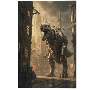 Imagem de Quebra-cabeças 500 peças para adultos dinossauro robótico gigante família industrial elefantes brancos presentes cena natureza quebra-cabeças arte família jogo pintura, 500 peças, 52 x 37,8 cm