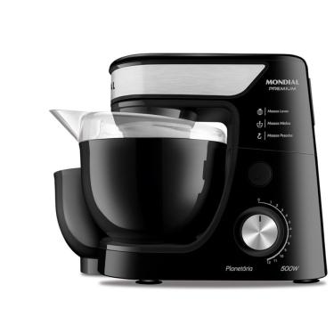Imagem de Batedeira Planetária Mondial Preto e Inox 500W BP01PB