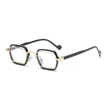 Imagem de Óculos de Sol UV400 - Armação Pequena Estilo Punk com Lentes Transparentes para Homens e Mulheres, Ideais para Esportes ao Ar Livre, Corrida e Ciclismo, C7 Preto e Dourado com Lentes Transparentes