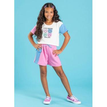 Imagem de Conjunto Verão Menina Natural Cropped E Shorts Com Lapela Live Smiling