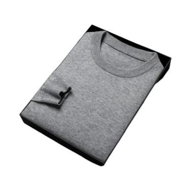 Imagem de Suéter Masculino Casual De Tricô Com Padrão Diamante, Gola Redonda, Ma