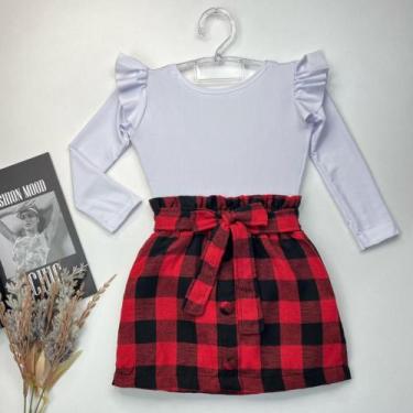 Imagem de Roupa Juvenil Country Body Inverno Saia Xadrez Look Junino Conjunto Ad