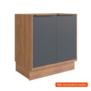 Imagem de Balcão de Cozinha Ten 2 Portas Freijó e Grafito 80 cm - Herval