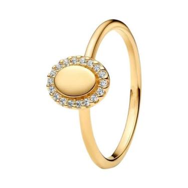 Imagem de Anel Feminino De Prata Esterlina 925 Banhado a Ouro 18K Com Pérola Geo