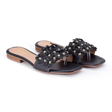 Imagem de Sandália Feminina Rasteirinha Flor Leve e Macia Tendência Moda Fashion