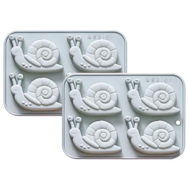 Imagem de 8 formas exclusivas de silicone em forma de caracol para doces e chocolate, antiaderentes, moldes de cozimento para decoração de bolos, geleia, cubos de gelo, cupcake, 2 unidades