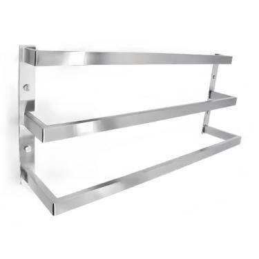 Imagem de SEIDO Toalheiro para banheiro, barra de toalha quadrada de 3 camadas com escada de 91 cm, toalheiro de banheiro de aço inoxidável SUS 304 montado na parede, trilho de suporte de toalha de níquel