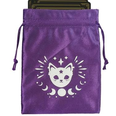 Imagem de Bolsa para cartas de tarô, bolsa de tarô - Saco de armazenamento de tecido de veludo com cordão,Porta-cartões de tarô, bolsa de dados e tarô, bolsas multifuncionais para joias de cartões oracle, acess