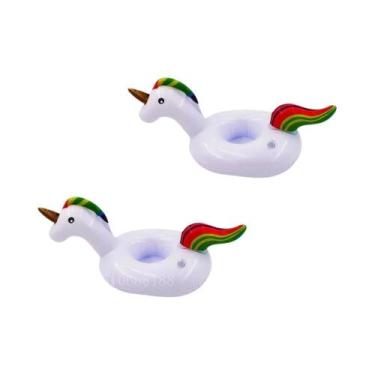 Imagem de Suporte Inflável Para Bebidas Em Forma De Flamingo Rosa, Flutuador De 