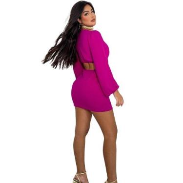 Imagem de Vestido Duna Festa Multiformas Cropped Manga Longa Balada Evento Passe