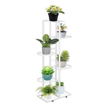 Imagem de AkosOL Suportes de metal para plantas, suporte de vaso de flores, vertical, jardim, prateleira, várias camadas, suporte interno (branco)