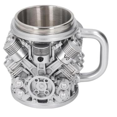 Imagem de WALFRONT Caneca de café Com Motor de Carro de Resina de Aço Inoxidável, Copo Portátil 3D para Bebidas Quentes e Frias, Presentes de Bar Doméstico, Design Compacto e Leve para Entusiastas de Carros