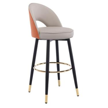 Imagem de AkosOL Cadeiras de bar de couro PU, bancos de bar giratórios de 360°, cadeiras de cozinha estofadas com pernas de aço e apoio para os pés, para balcão restaurante lounge pub (cor: azul, tamanho: 80 cm