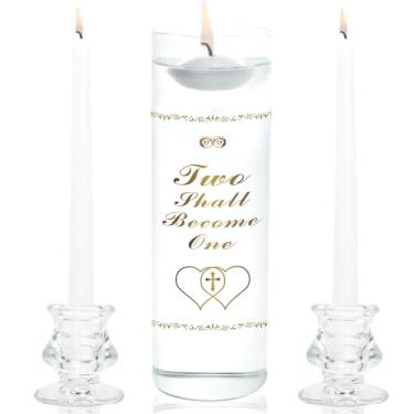 Imagem de Velas Unity com suporte de vidro para cerimônia de casamento - Velas de unidade para casamento, ideias de cerimônias religiosas, acessórios de decoração de casamento
