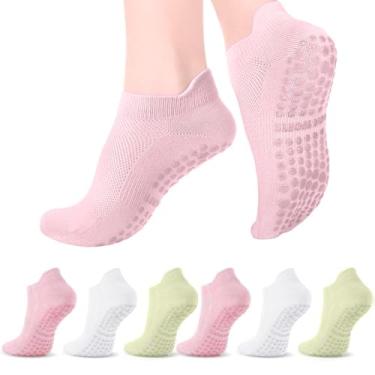 Imagem de 3 pares de meias antiderrapantes para ioga para mulheres - Meias respiráveis de Pilates (Tamanho 35-39)