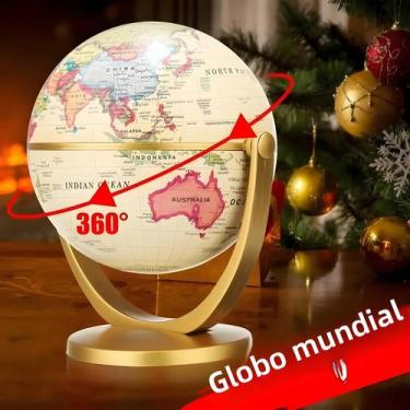 Imagem de Globo Terrestre Retro De 12cm Com Rotação 360 graus, Mapa Do Mundo E O