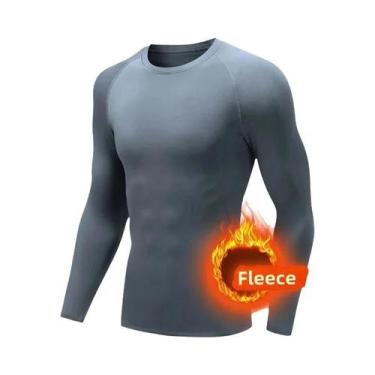 Imagem de Camiseta Térmica Masculina De Inverno, Fleece Fino, Compressão Elástic