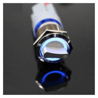 Imagem de Interruptor de botão de pressão de 19 mm com 2 3 posições DPDT interruptor rotativo seletor de metal iluminado com LED à prova d'água aço inoxidável (amarelo, 2 posições_3-6V)