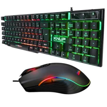Imagem de Kit gamer Teclado Semi Mecanico Anti-ghost Multimidia e Mouse Ergonomico 7 Botões Resolução 4800 DPI - Led RGB
