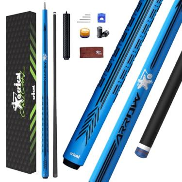 Imagem de CRICAL Taco de sinuca de fibra de carbono - Taça de sinuca profissional de baixa deflexão de 147 cm com eixo cônico profissional, aderência 3D sem envoltório, ponta de 12,5 mm e bastão de bilhar de