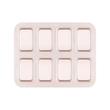 Imagem de CHEFMADE Forma de bolo de brownie, assadeira retangular antiaderente com 8 cavidades para assar no forno (ouro)