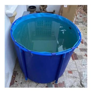 Imagem de Piscina acima do solo - Revestimento e moldura de PVC durável, tanque de água de lona redonda para reprodução de Koi/peixinho dourado, tanque de retenção de lagoa de aquário de fácil configuração (1,2
