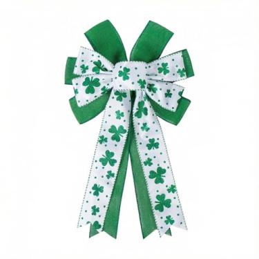 Imagem de Arcos para coroas de flores do dia de São Patrício – grandes laços de trevo brancos e verdes, decorações festivas de guirlanda irlandesa, topo de árvore, gancho de porta, festa do dia de São Patrício