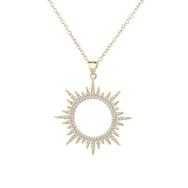 Imagem de Amy & Annette Colar com pingente de cristal banhado a ouro e branco – Corrente ajustável elegante de 45,7 cm, hipoalergênica, sem níquel, joia de presente para ela, 18 inches (pendant diameter: 30mm