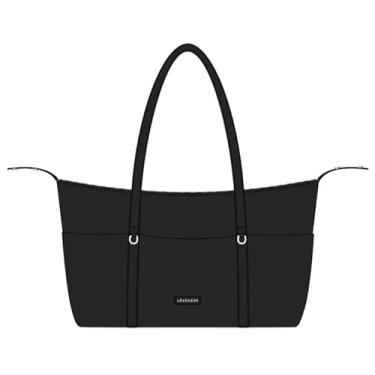 Imagem de LOVEVOOK Sacola feminina, bolsa de trabalho, bolsa de ombro de viagem com zíper para professores, enfermeiras, academia, Preto, 15.6 inch-Small, Bolsa