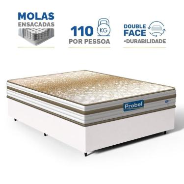 Imagem de Cama Box com Colchão de Molas Ensacadas Double Face Pillow Euro Alfa Probel Casal 138cm