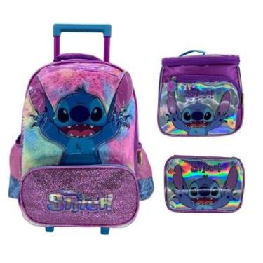 Imagem de Kit Mochila De Rodinha + Lancheira + Estojo Stitch 42412-Feminino