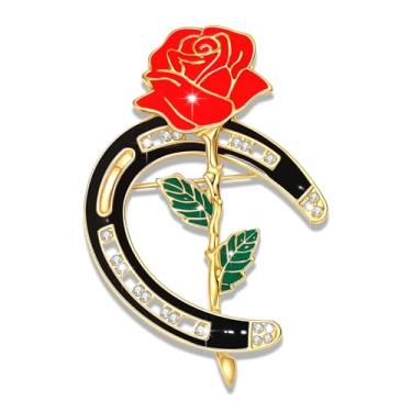 Imagem de Broche Derby para mulheres, divertido, esmaltado, strass, ferradura, ferradura de cavalo DERBY, broche de lapela de metal, broche de corrida de cavalos ocidental, acessórios de joias, presente para